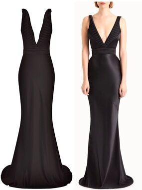 Zhivago Signature Beloved Sleeveless Satin Gown Black Maxi dress